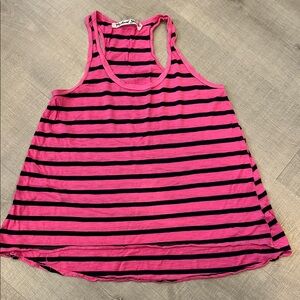 Michael Stars Pink and Black Striped Tank Top